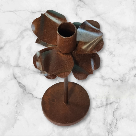 Portavelas "Flor" con Palito (Alto / Bajo) con Base Redonda