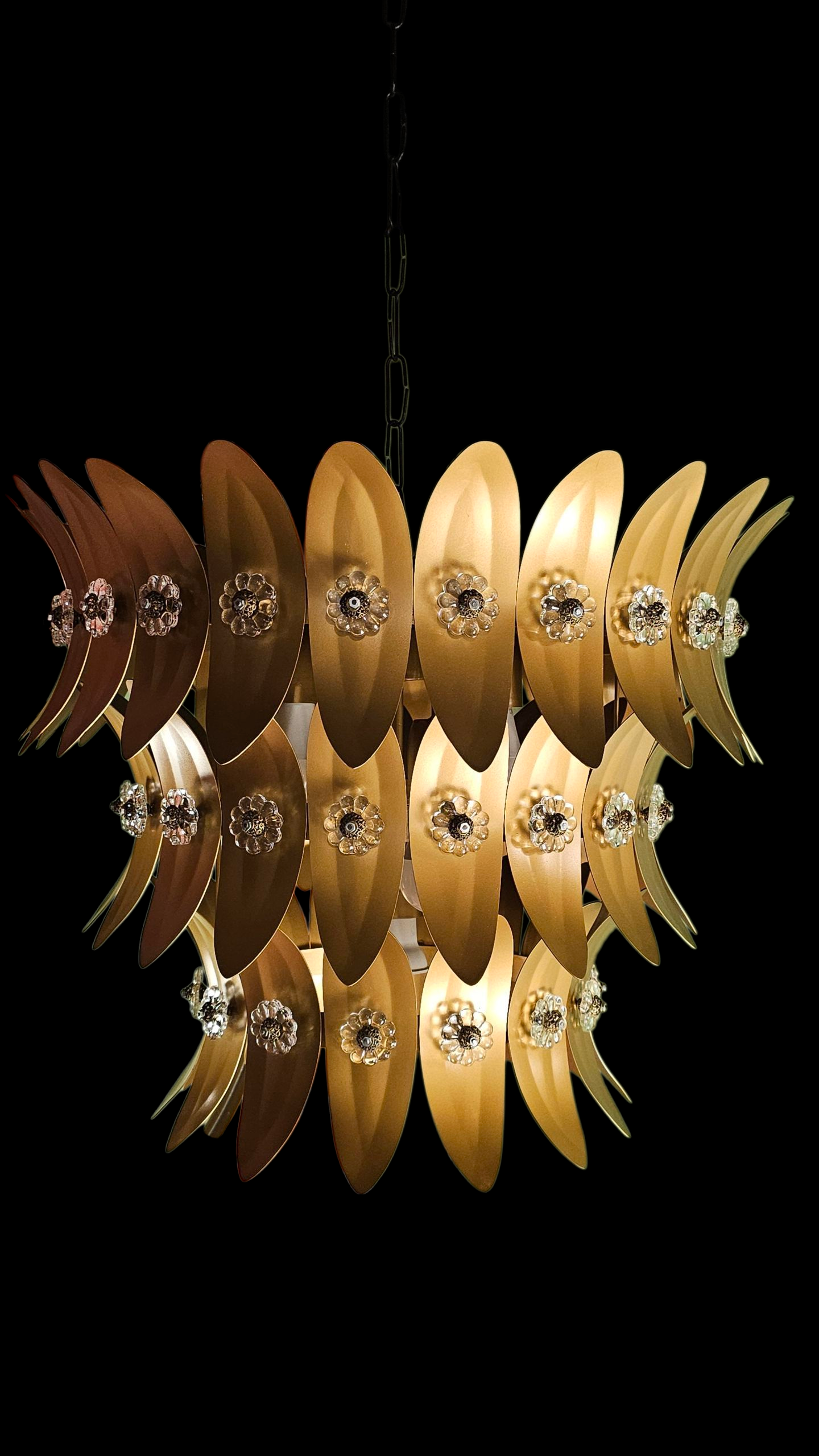 Hojas - Lámparas "Girard con Flores Vidrio" (Circular) - 60cm diámetro 3 Pisos - 5 Luces