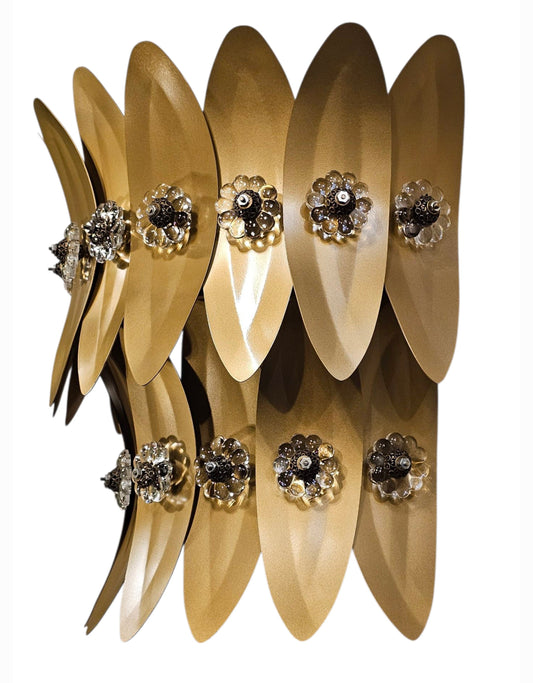 Hojas - Apliques de Pared "Coliseo con Flores Vidrio" - 2 Pisos - 2 Luces