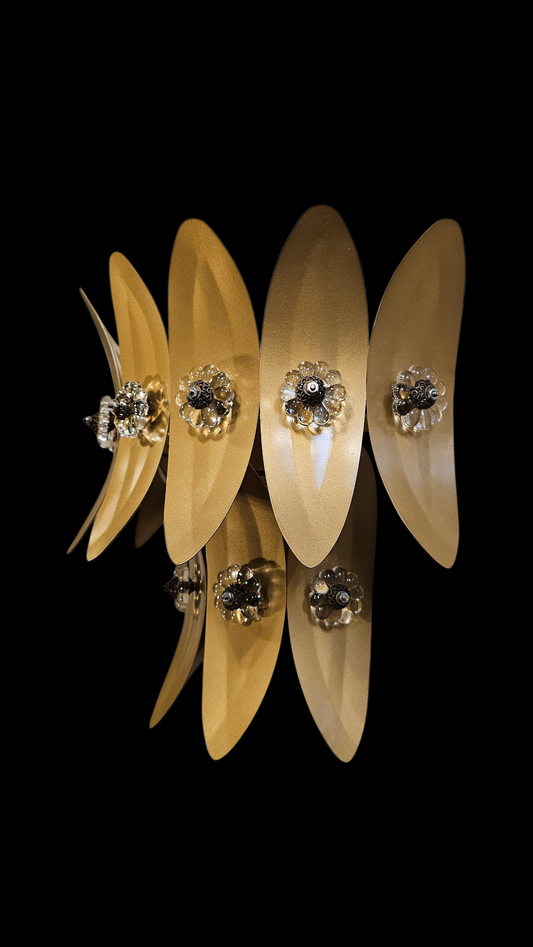 Hojas - Apliques de Pared "Girard con Flores Vidrio" - 2 Pisos - 1 Luz