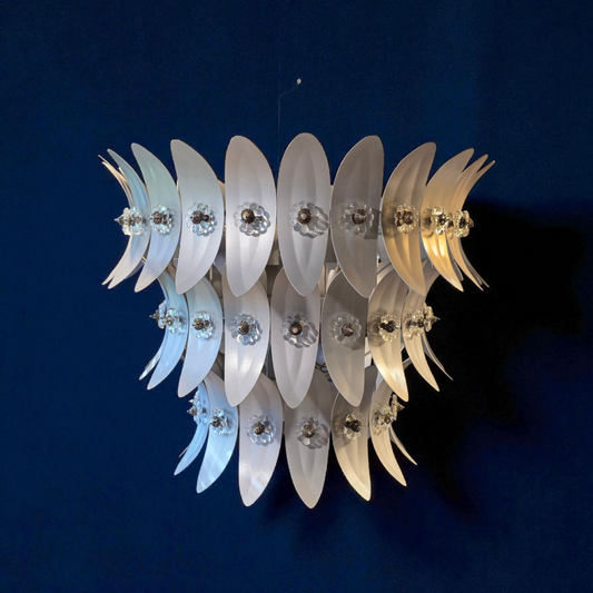 Hojas - Lámparas "Girard con Flores Vidrio" (Circular) - 60cm diámetro 3 Pisos - 5 Luces