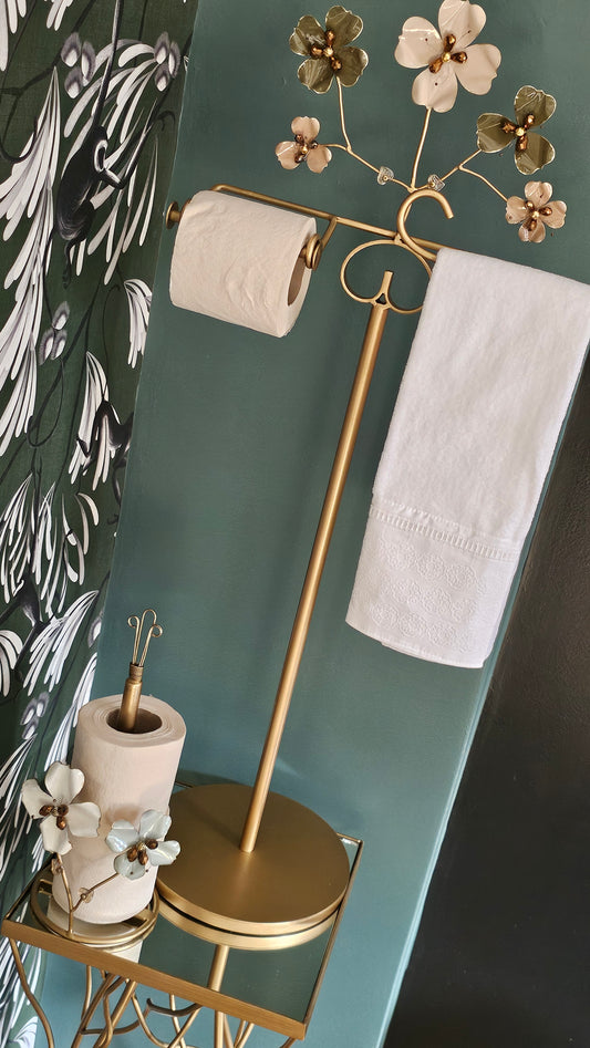 Baños - Portarrollos y Toallero de Pie - "Infancia" - 5 Flores