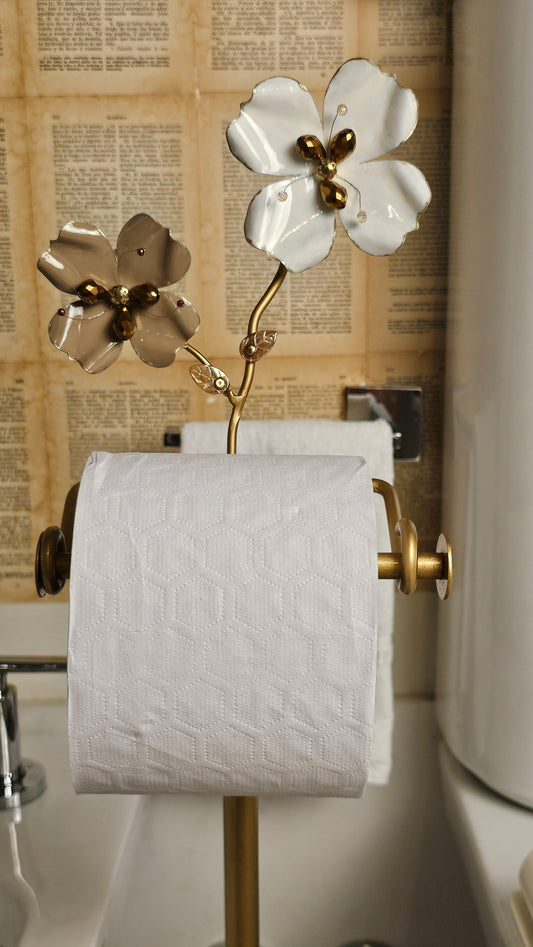 Baños - Portarrollos de Pie con Palito - Simple - "Infancia" - 2 Flores