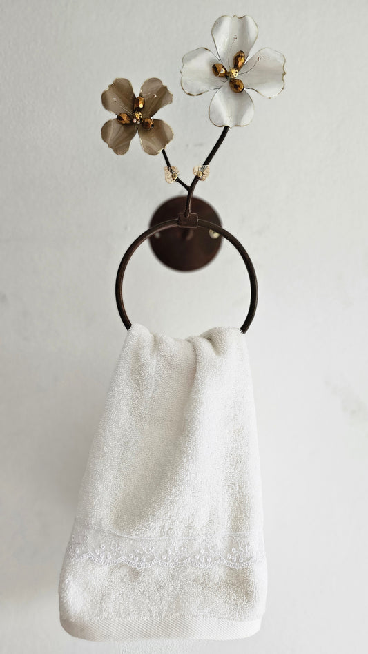 Baños (Flora) - Toalleros de Pared Circular - "Infancia" - 2 Flores