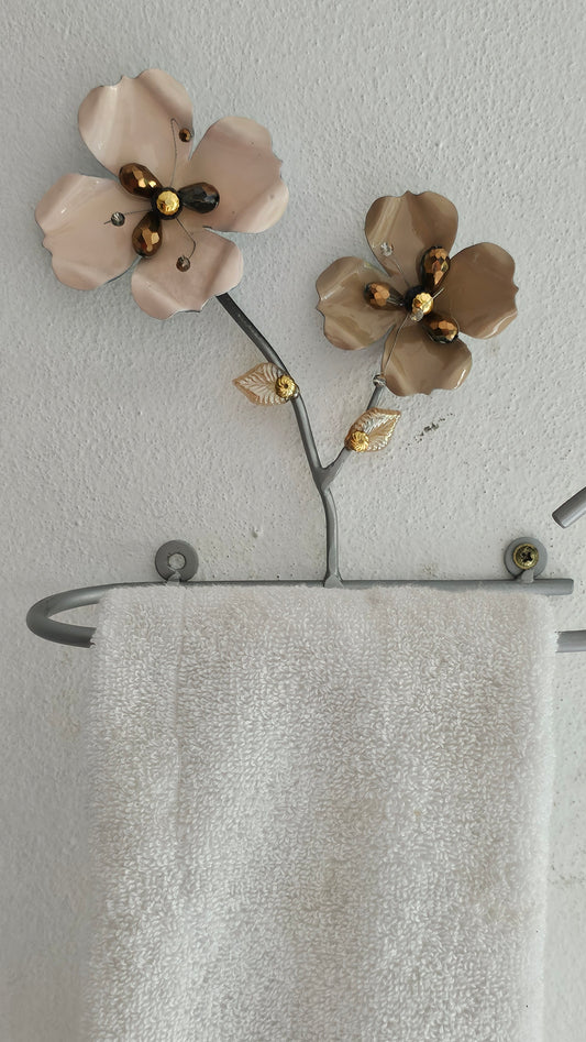 Baños - Portarrollos/Toallero de Pared Simple - "Infancia" - 2 Flores