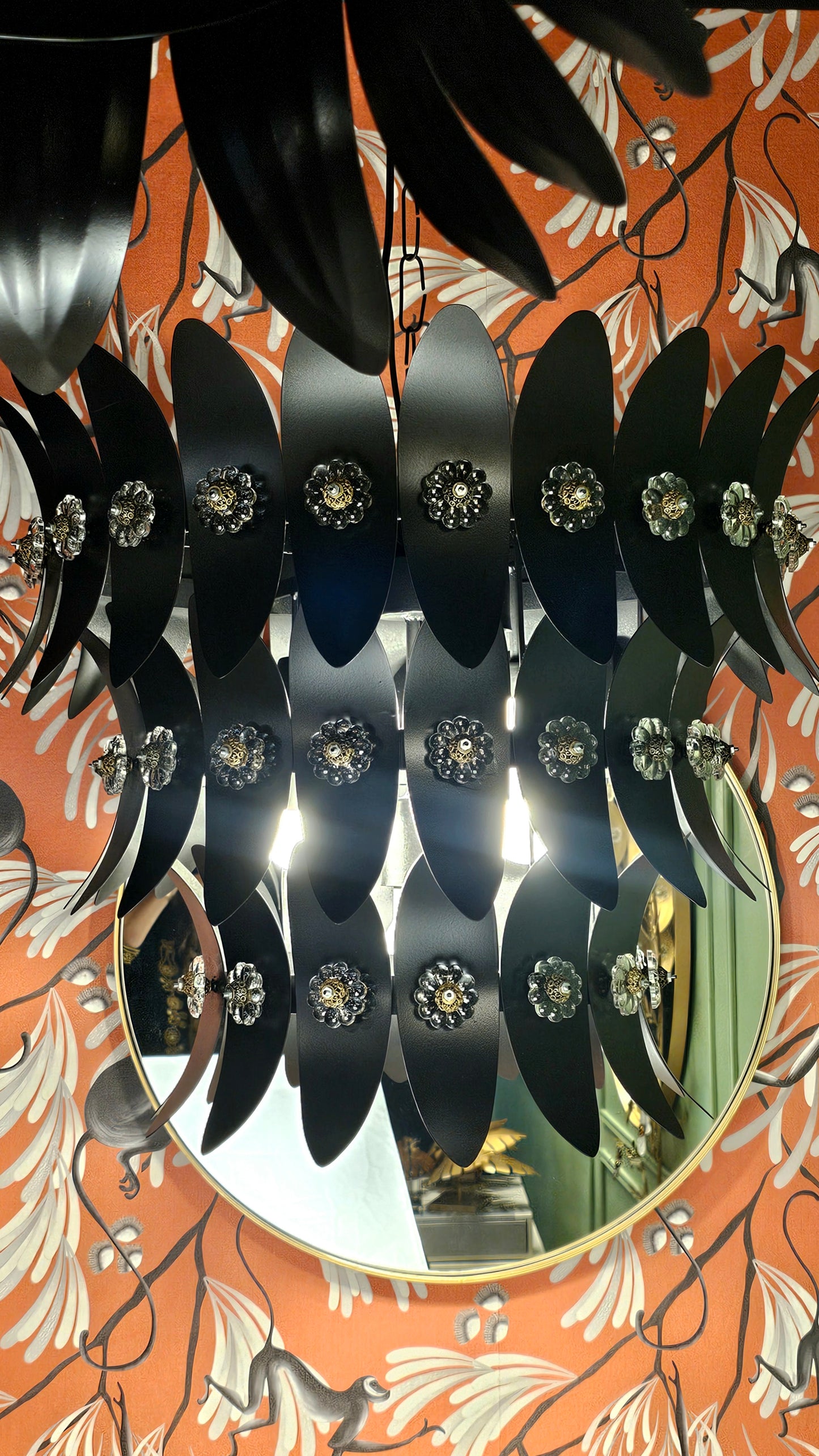 Hojas - Lámparas "Girard con Flores Vidrio" (Circular) - 60cm diámetro 3 Pisos - 5 Luces