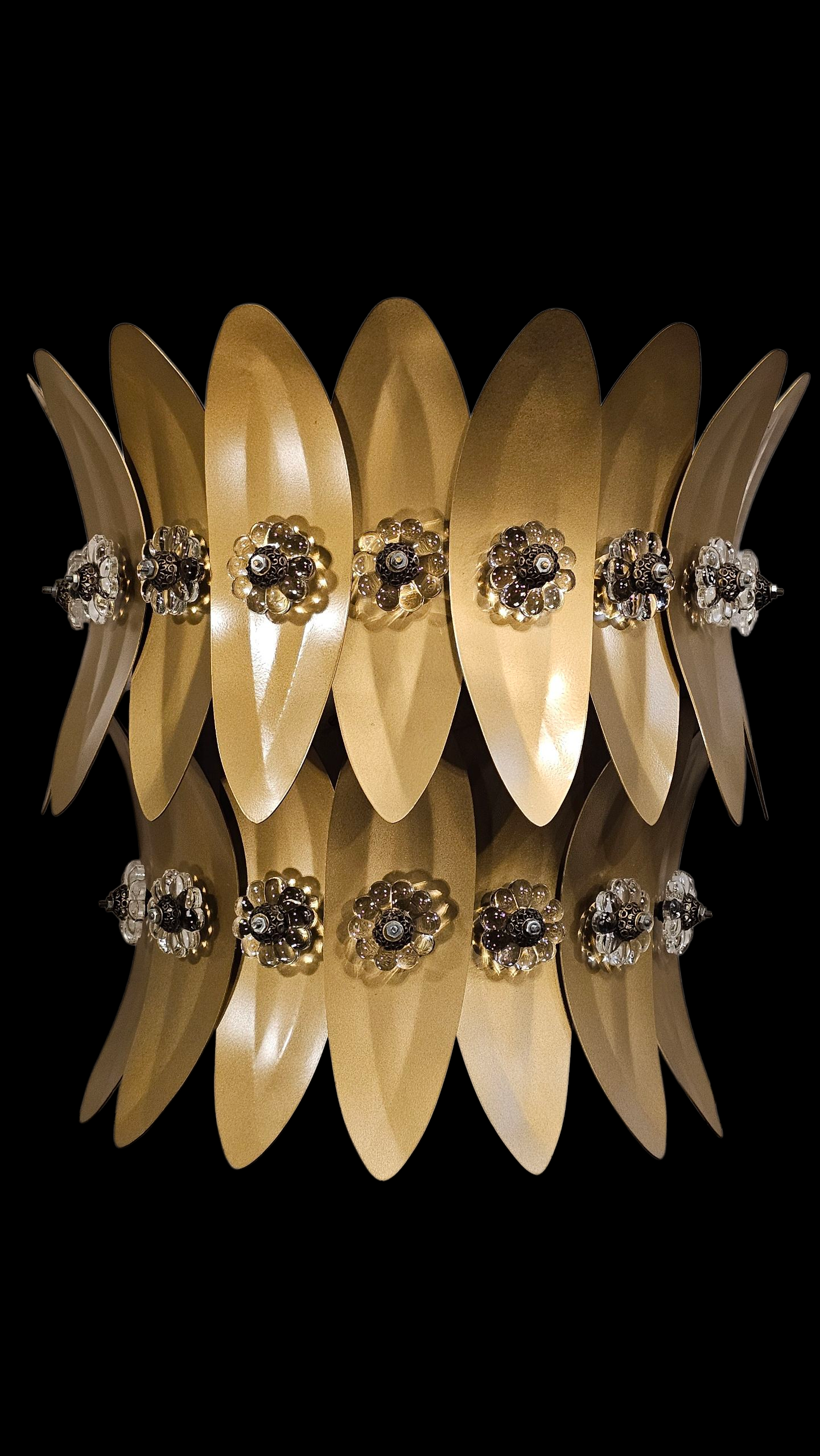 Hojas - Apliques de Pared "Coliseo con Flores Vidrio" - 2 Pisos - 2 Luces