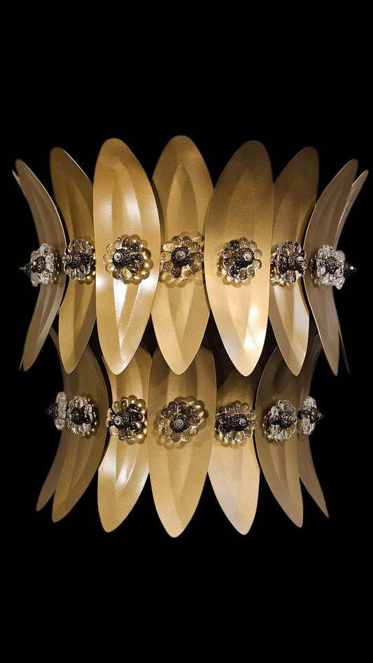 Hojas - Apliques de Pared "Coliseo con Flores Vidrio" - 2 Pisos - 2 Luces
