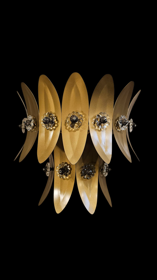 Hojas - Apliques de Pared "Girard con Flores Vidrio" - 2 Pisos - 1 Luz