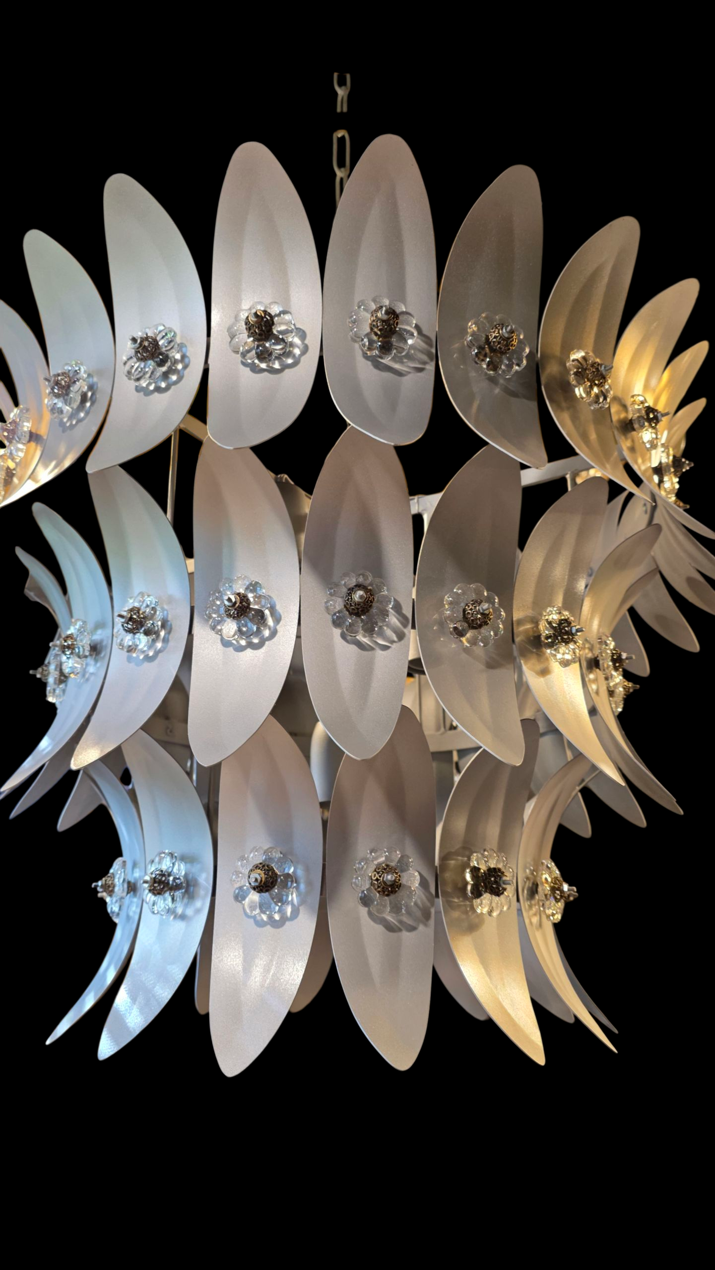 Hojas - Lámparas "Girard con Flores Vidrio" (Circular) - 60cm diámetro 3 Pisos - 5 Luces