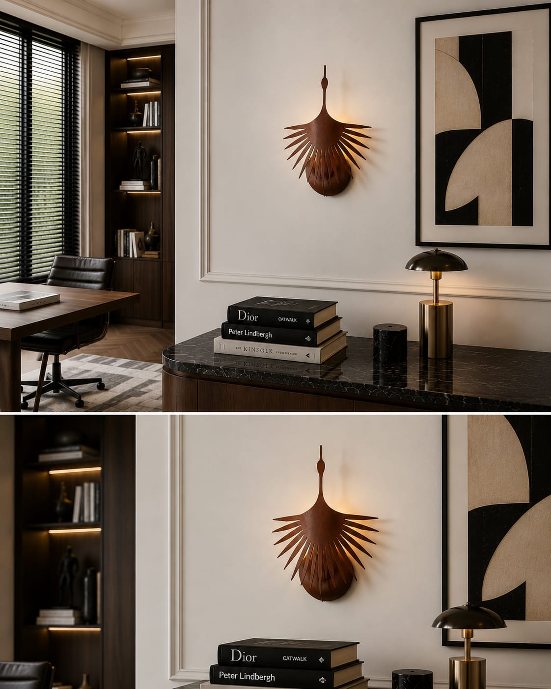Fauna - Apliques de Pared - "Pájaro Art Deco" Curvo - 1 Luz