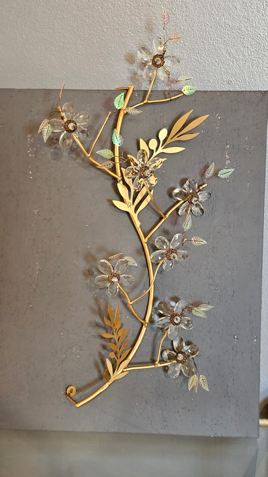 Rama Flores Vidrio - 45cm - Oro